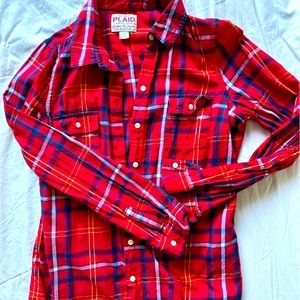 Red Old Navy plaid long sleeve shirt. Size S